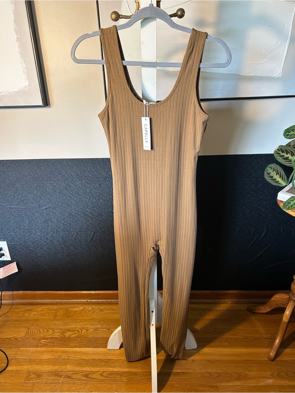 Ribbed Tan Jumpsuit